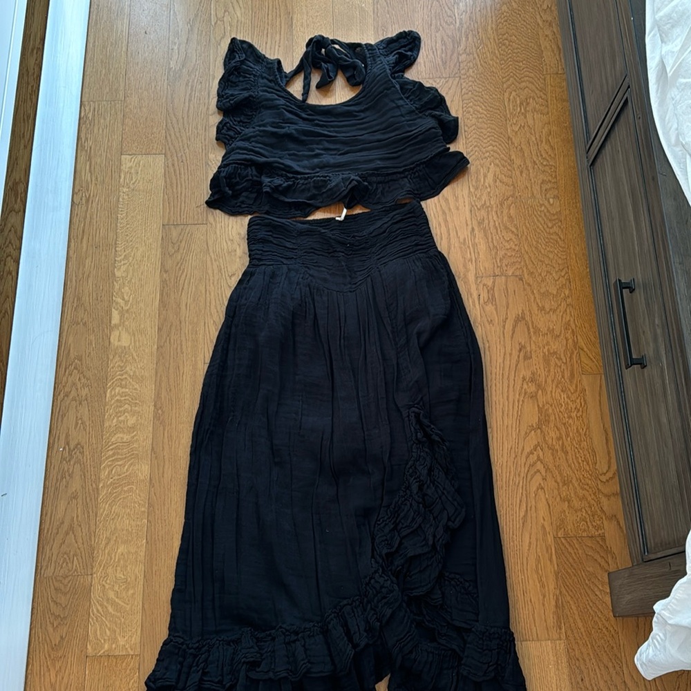 Free People Black Maxi Skirt